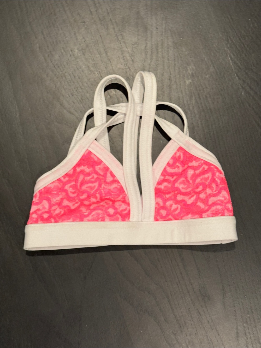 Kids Hot Pink and White Bra Top - Details Dancewear